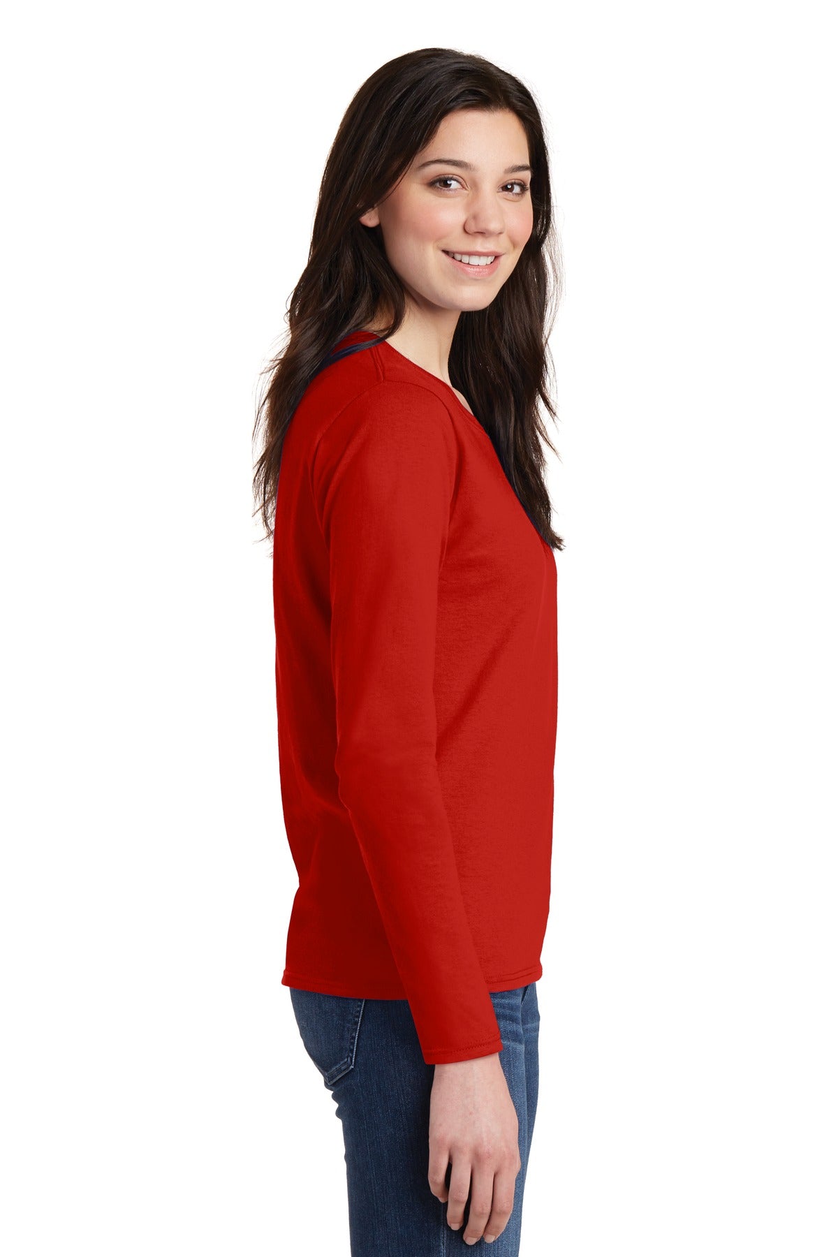 Gildan Ladies Heavy Cotton 100% Cotton Long Sleeve T-Shirt. 5400L