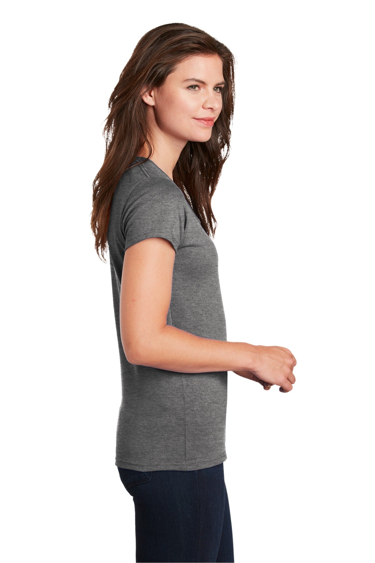 Gildan Ladies Heavy Cotton 100% Cotton V-Neck T-Shirt. 5V00L