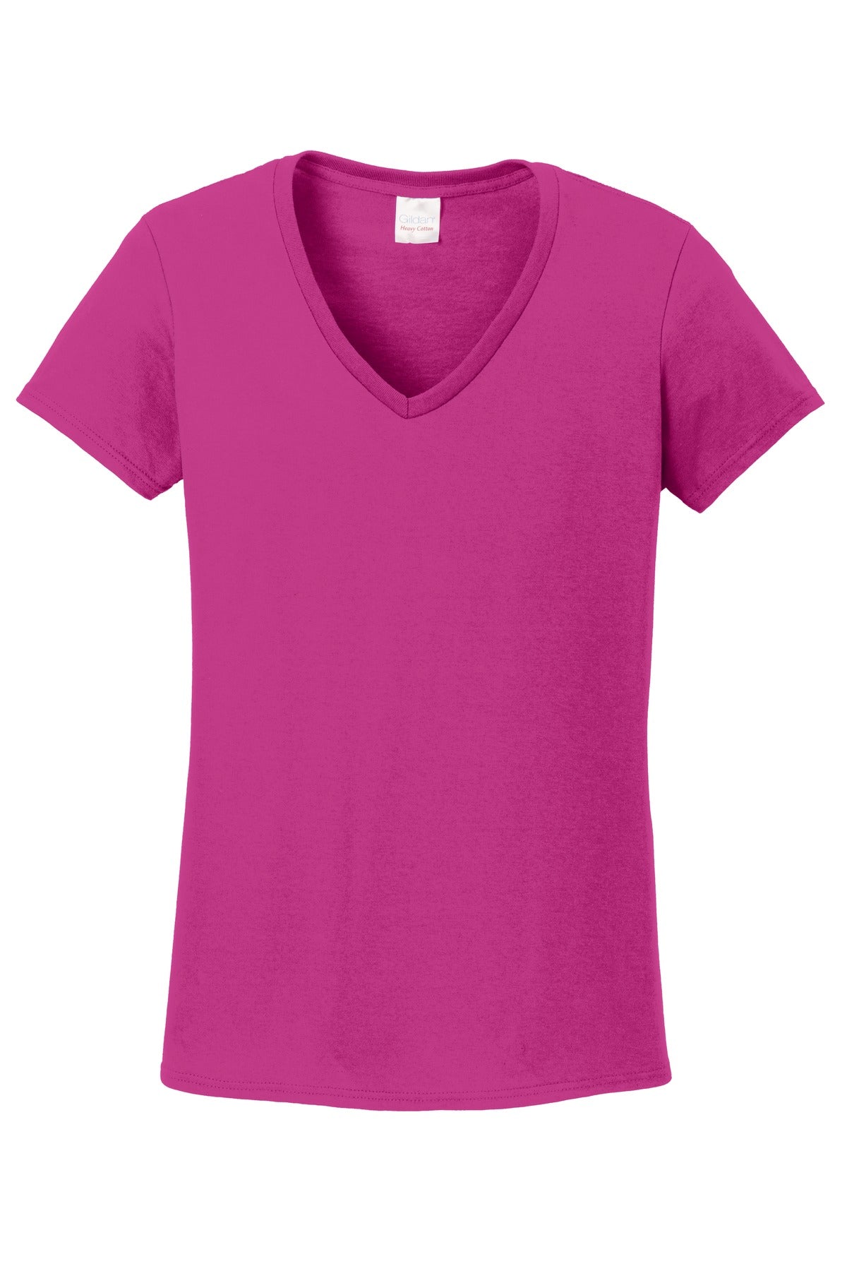 Gildan Ladies Heavy Cotton 100% Cotton V-Neck T-Shirt. 5V00L