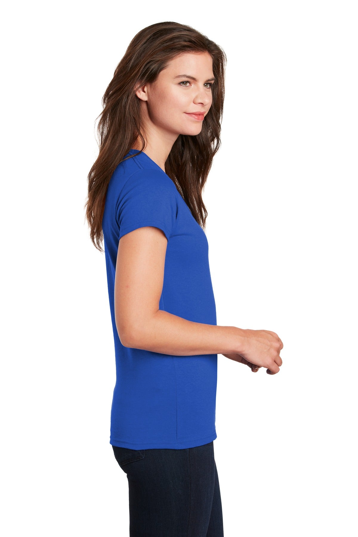 Gildan Ladies Heavy Cotton 100% Cotton V-Neck T-Shirt. 5V00L