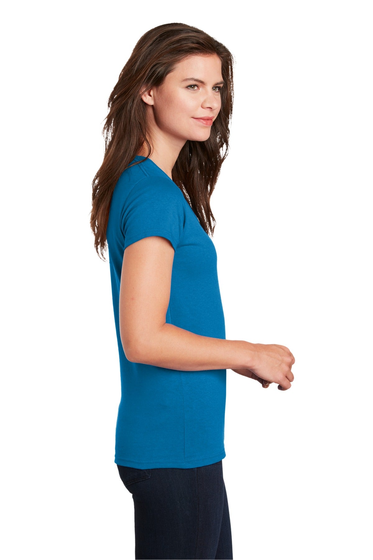 Gildan Ladies Heavy Cotton 100% Cotton V-Neck T-Shirt. 5V00L