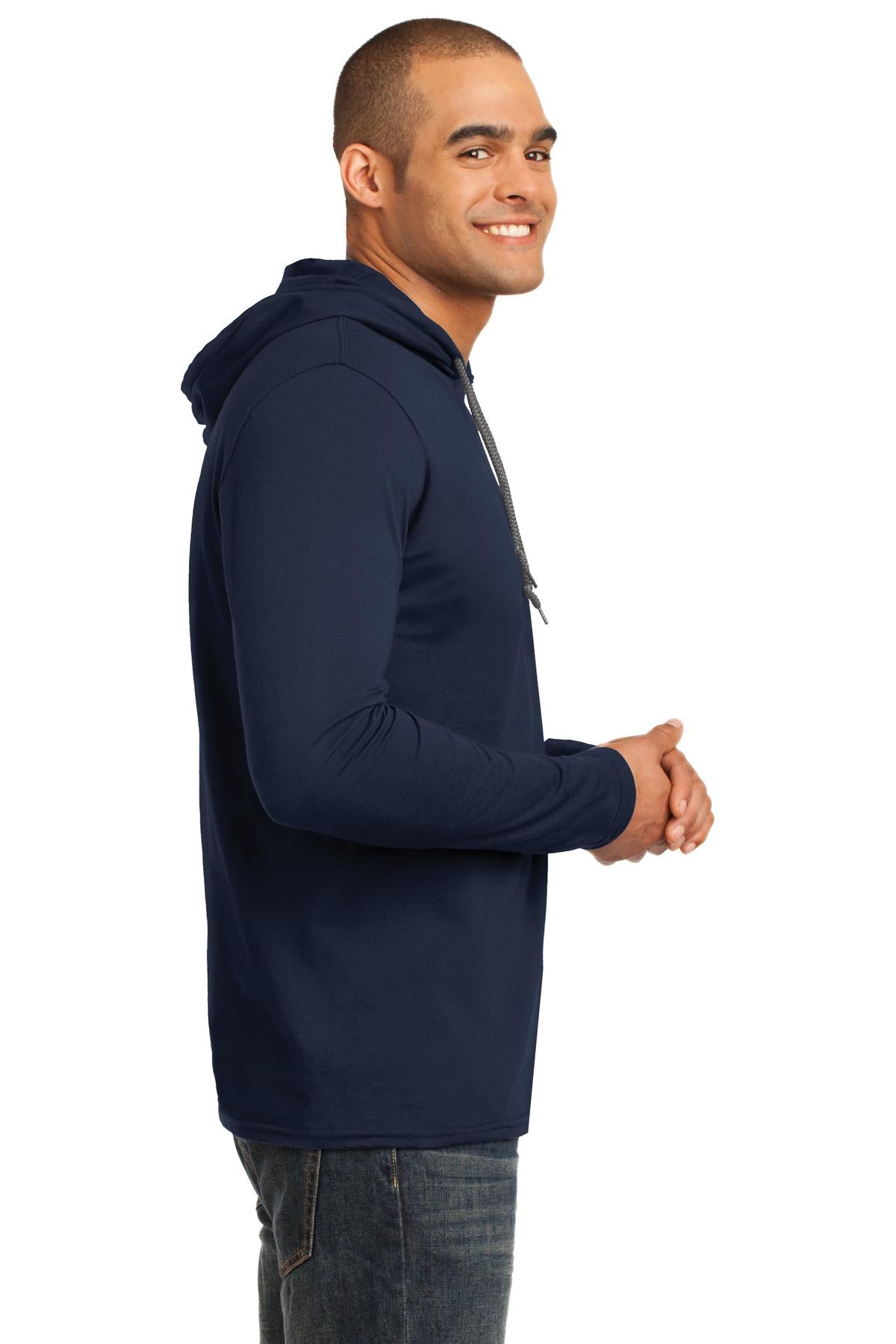 Gildan 100% Ring Spun Cotton Long Sleeve Hooded T-Shirt. 987
