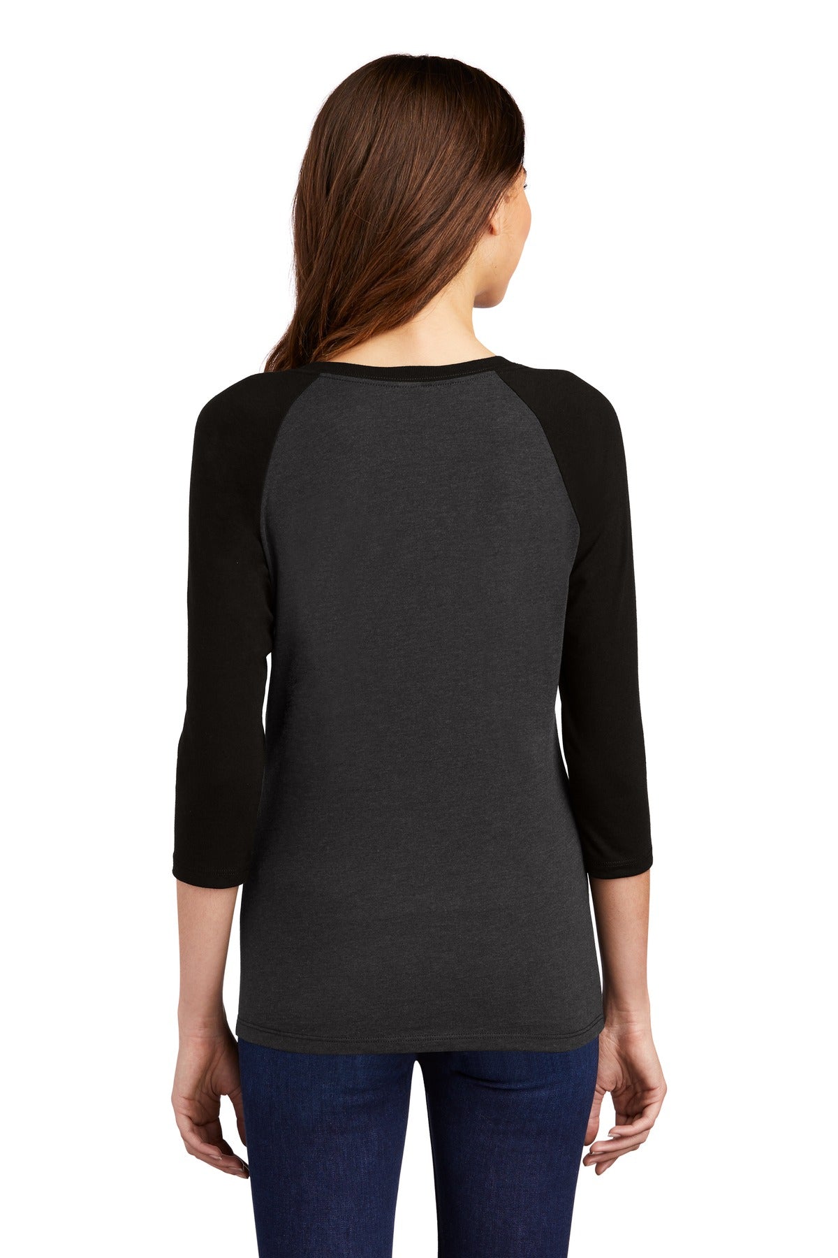 District Women's Perfect Tri 3/4-Sleeve Raglan. DM136L