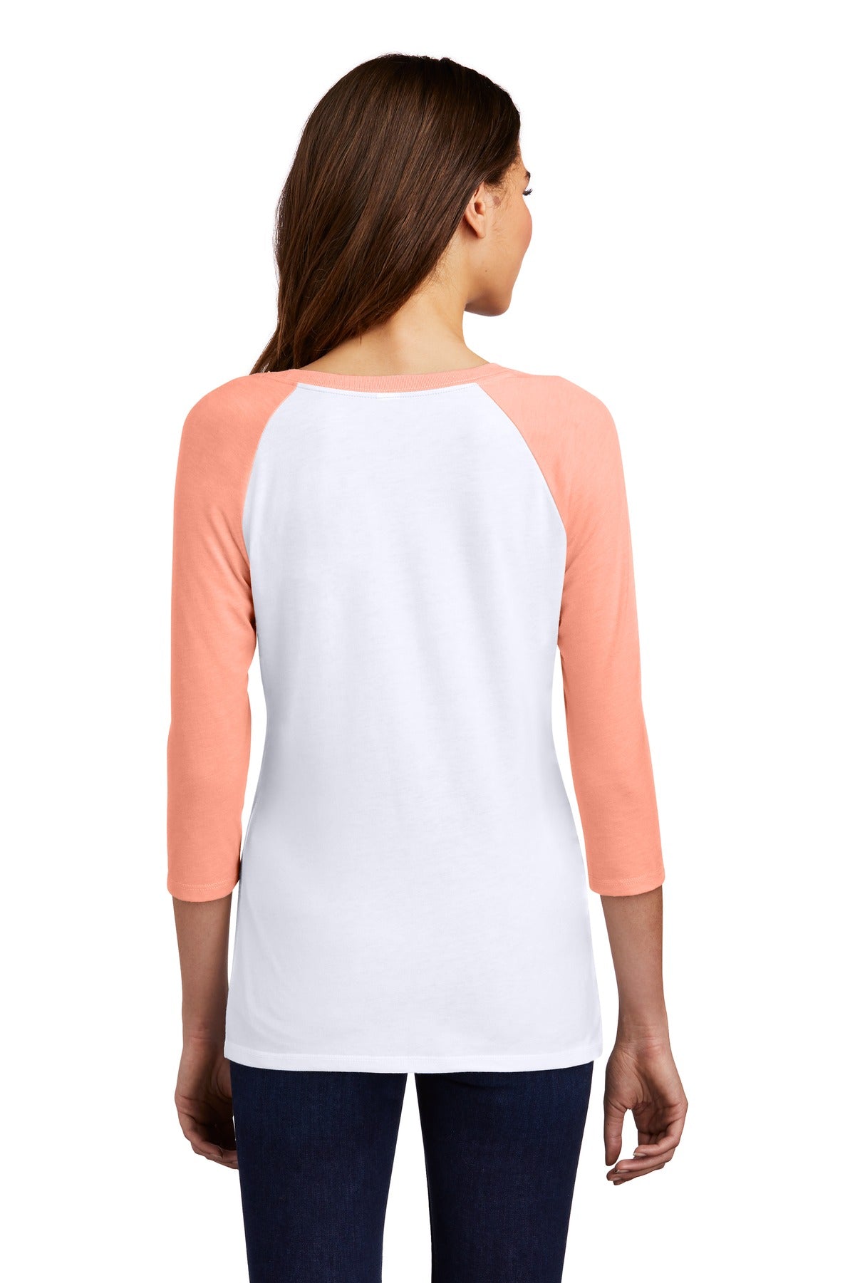 District Women's Perfect Tri 3/4-Sleeve Raglan. DM136L