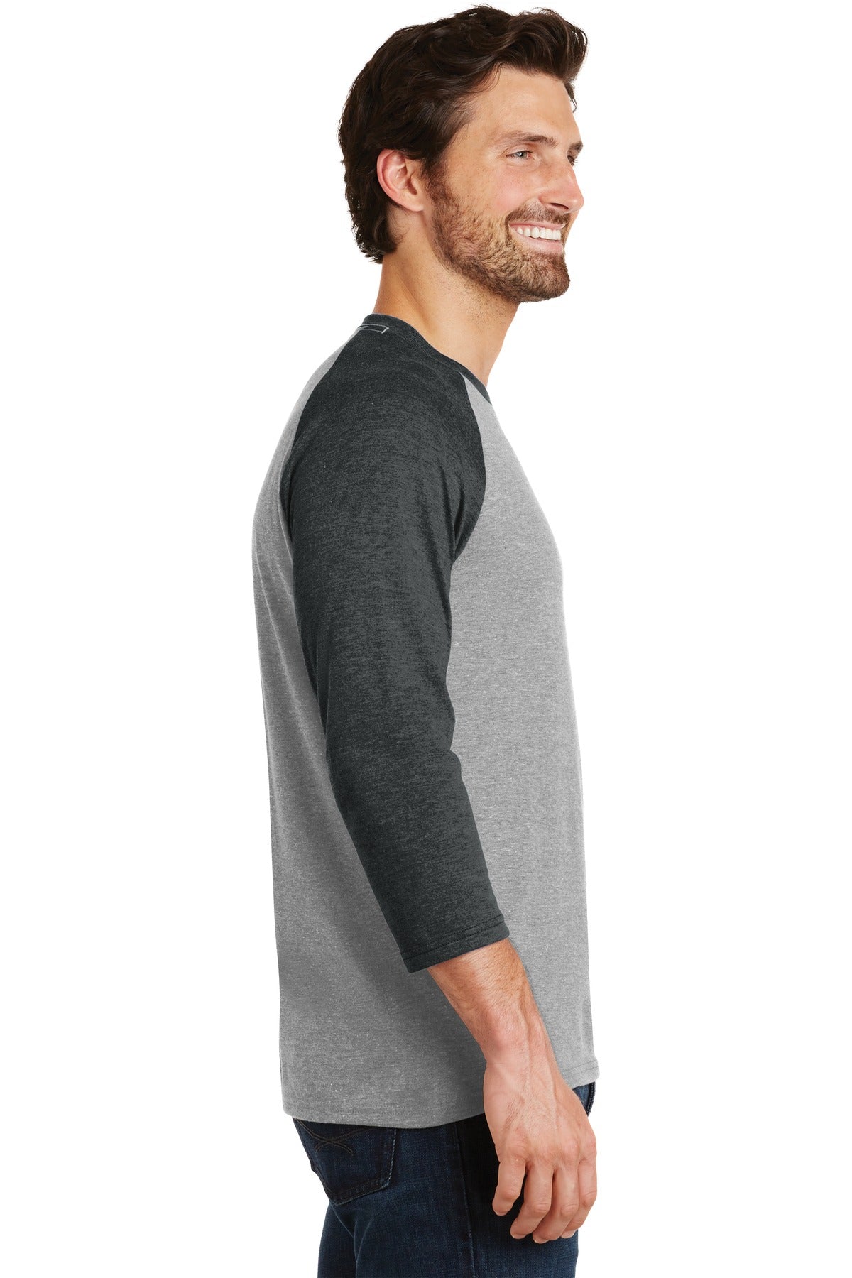 District Perfect Tri 3/4-Sleeve Raglan. DM136