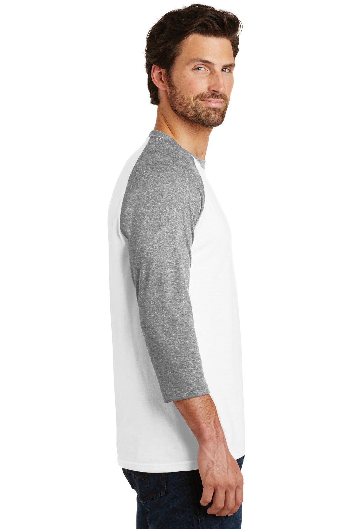 District Perfect Tri 3/4-Sleeve Raglan. DM136
