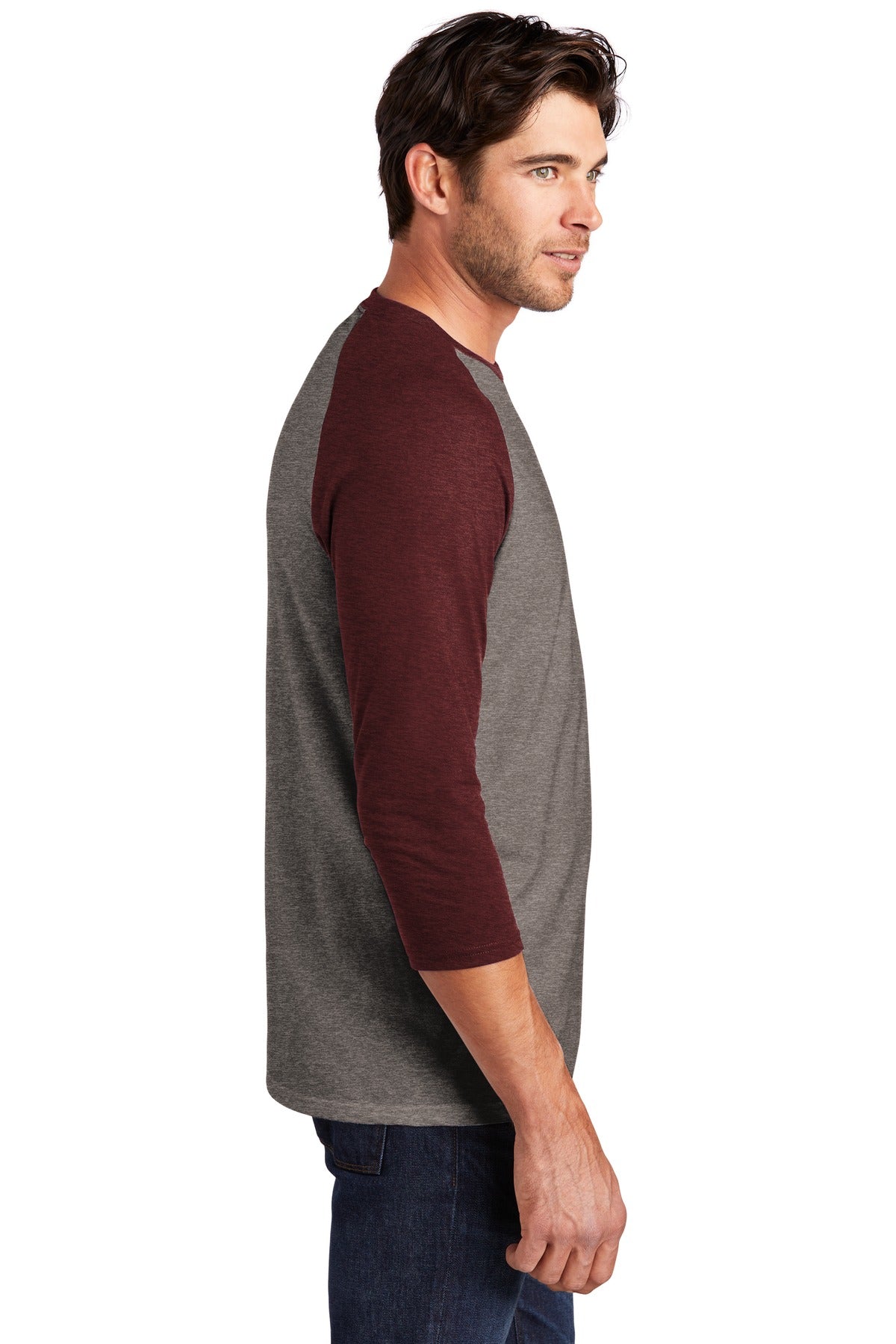District Perfect Tri 3/4-Sleeve Raglan. DM136