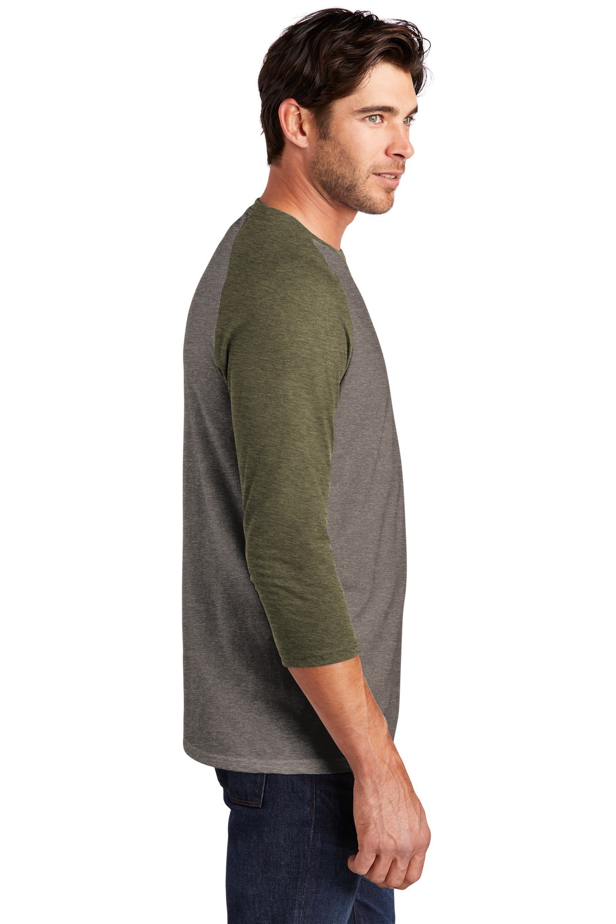 District Perfect Tri 3/4-Sleeve Raglan. DM136