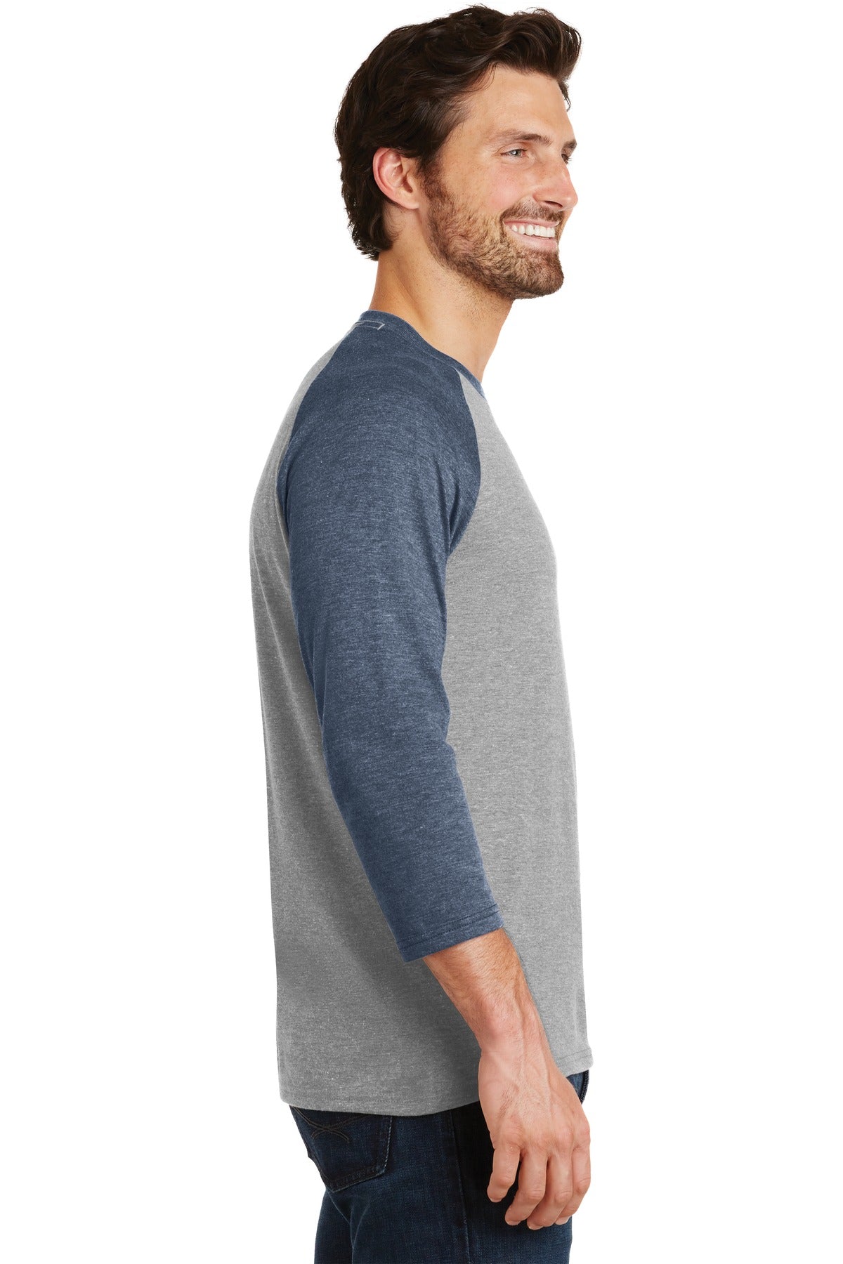 District Perfect Tri 3/4-Sleeve Raglan. DM136