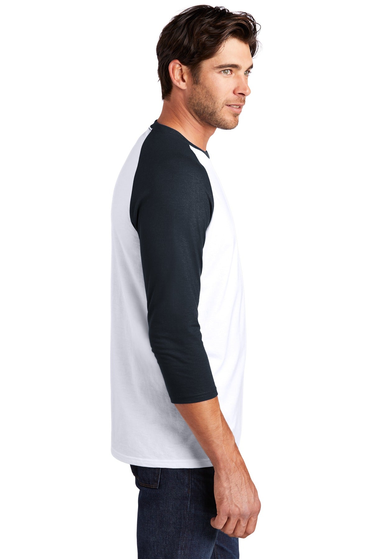 District Perfect Tri 3/4-Sleeve Raglan. DM136