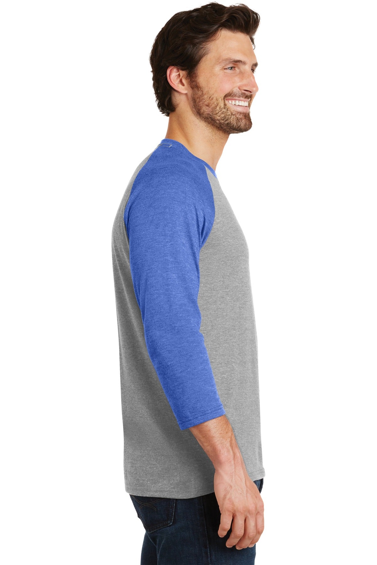 District Perfect Tri 3/4-Sleeve Raglan. DM136