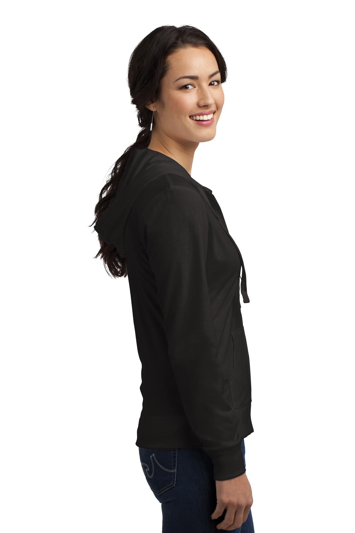 District Women's Fitted Jersey Full-Zip Hoodie. DT2100