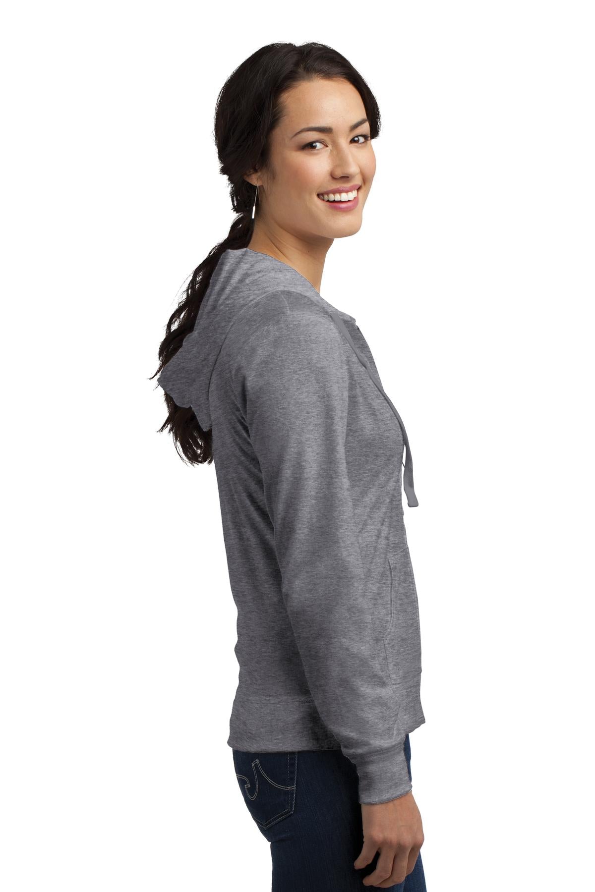 District Women's Fitted Jersey Full-Zip Hoodie. DT2100