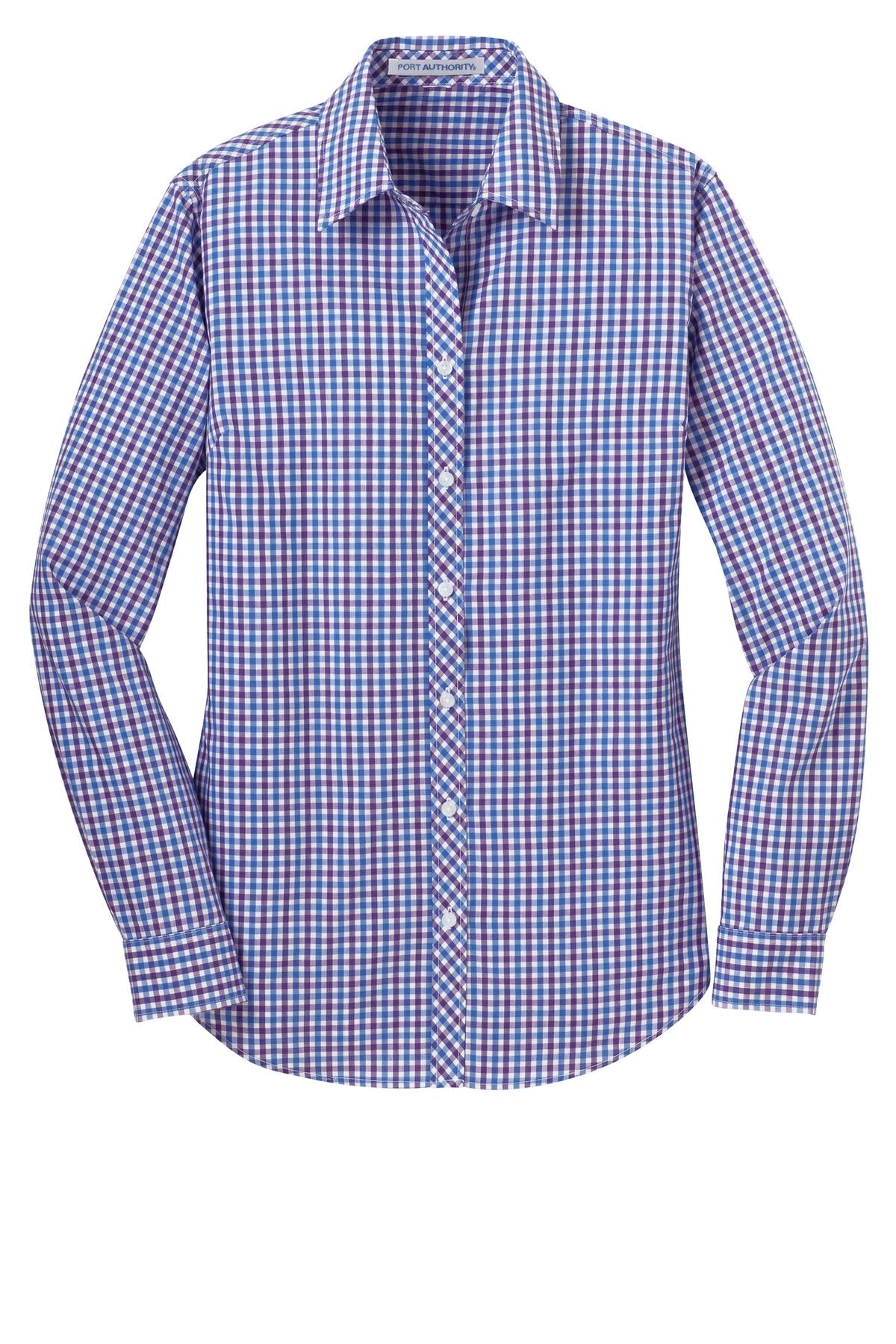 Port Authority Ladies Long Sleeve Gingham Easy Care Shirt. L654
