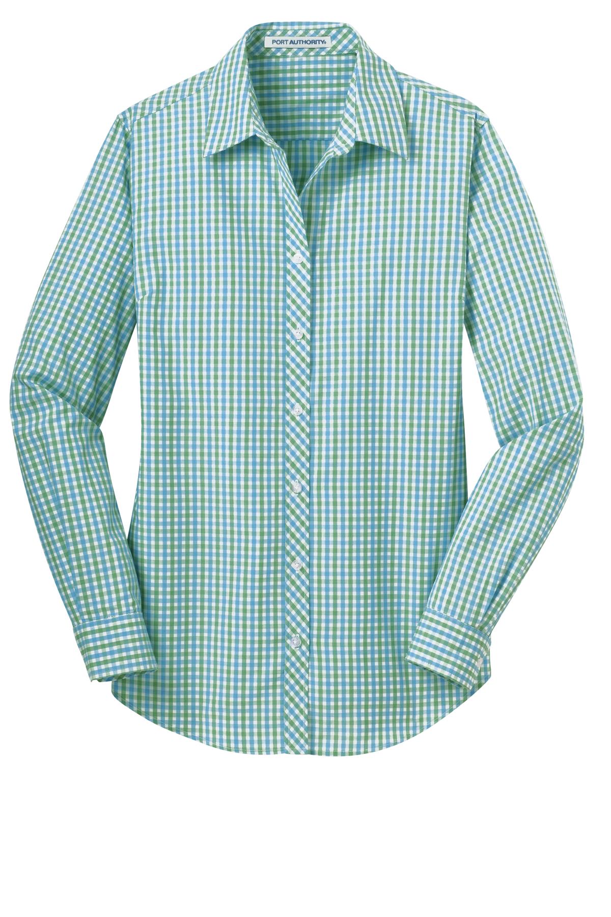 Port Authority Ladies Long Sleeve Gingham Easy Care Shirt. L654