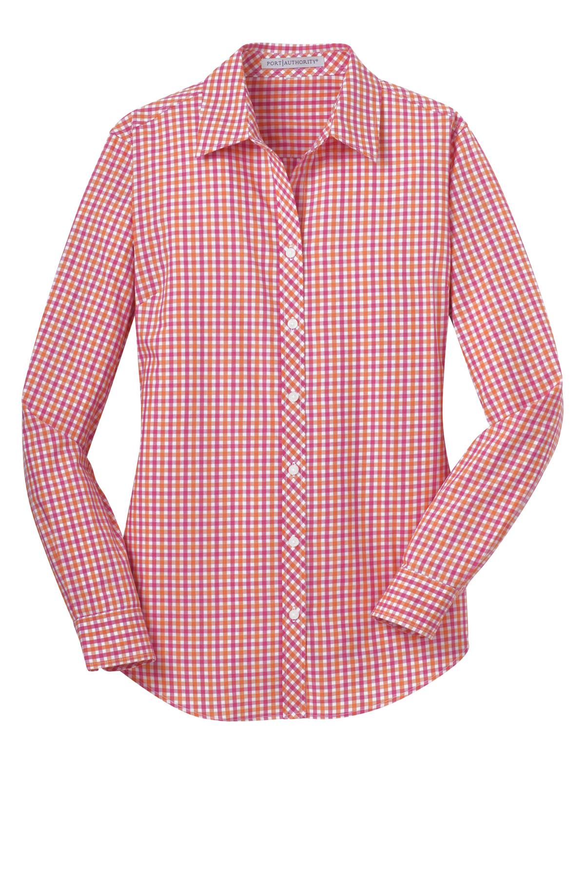 Port Authority Ladies Long Sleeve Gingham Easy Care Shirt. L654