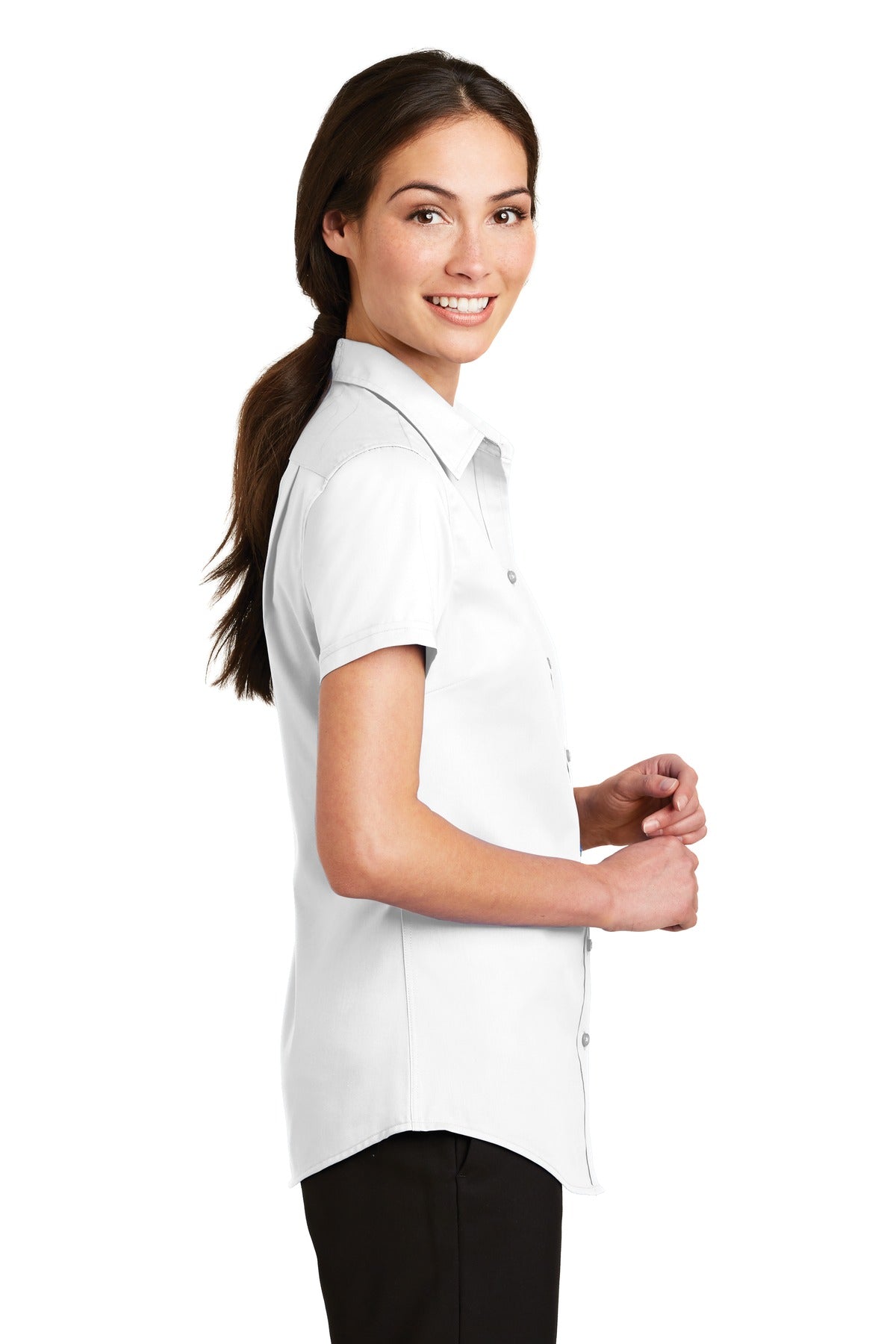 Port Authority Ladies Short Sleeve SuperPro Twill Shirt. L664