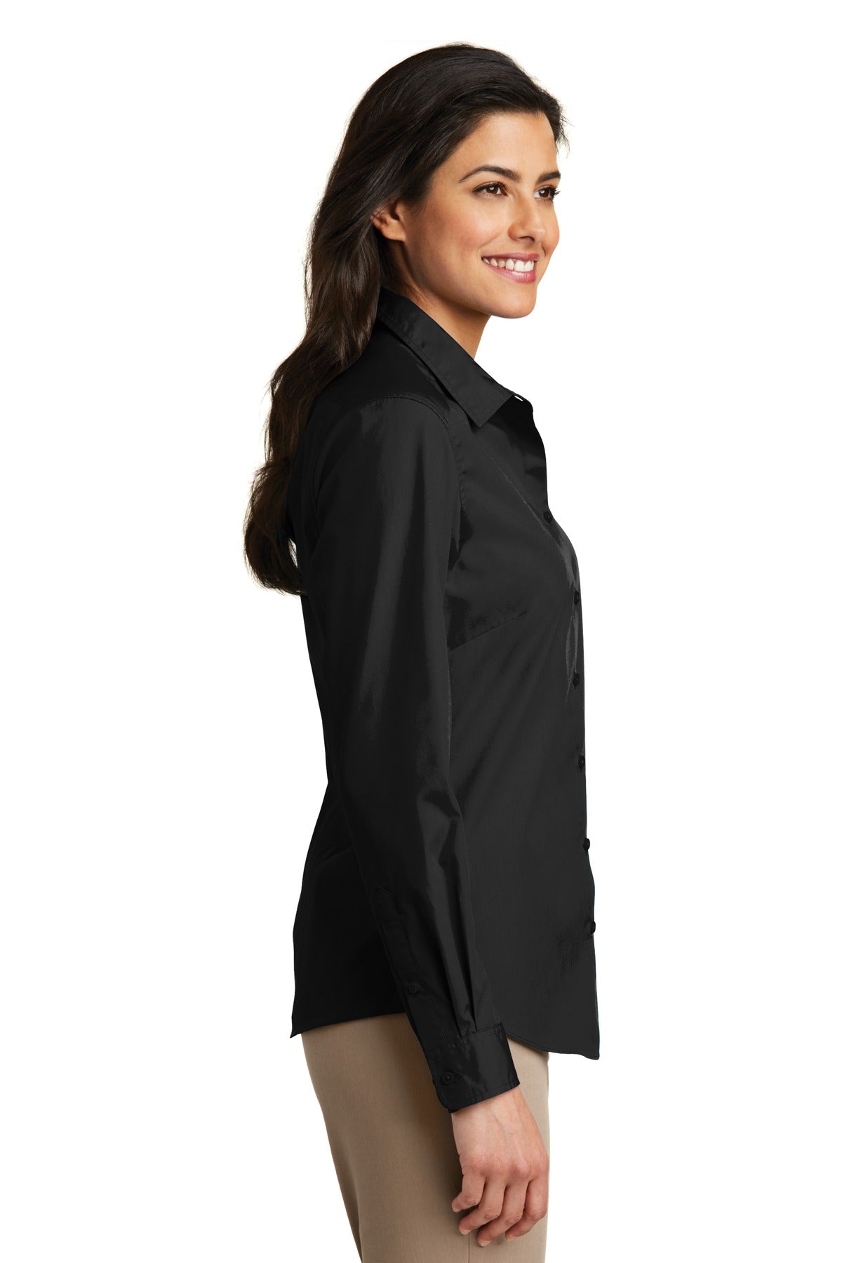 Port Authority Ladies Long Sleeve Carefree Poplin Shirt. LW100