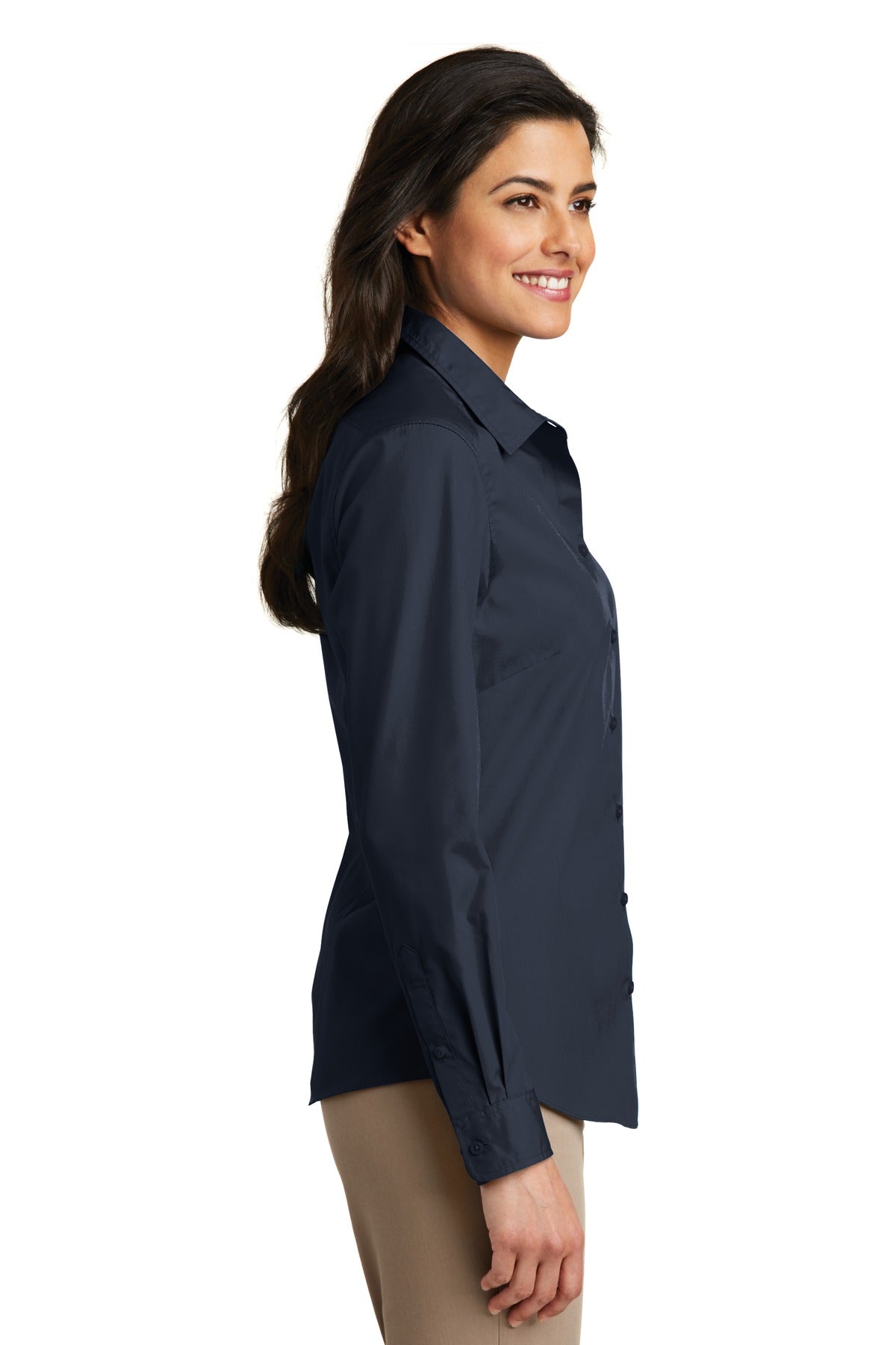 Port Authority Ladies Long Sleeve Carefree Poplin Shirt. LW100