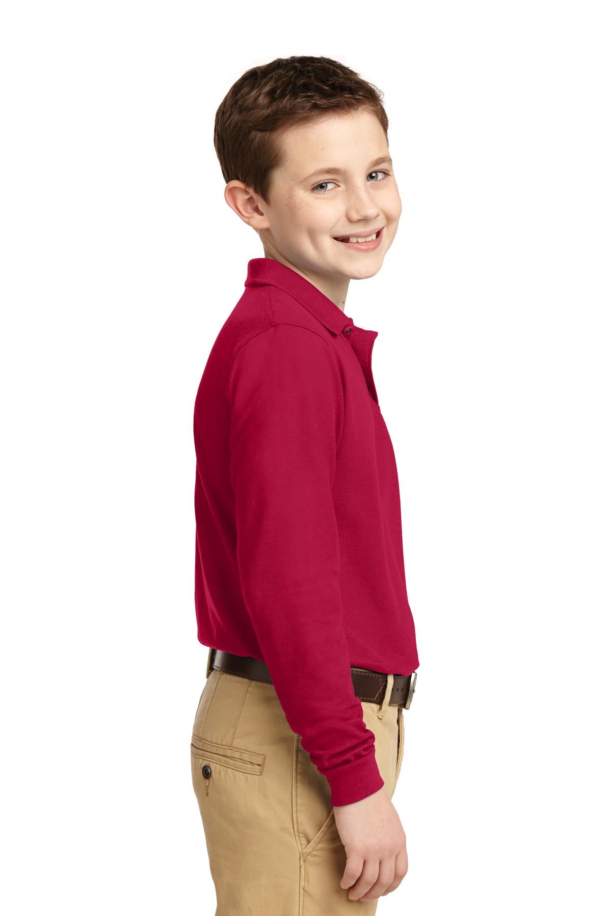 Port Authority Youth Long Sleeve Silk Touch Polo. Y500LS