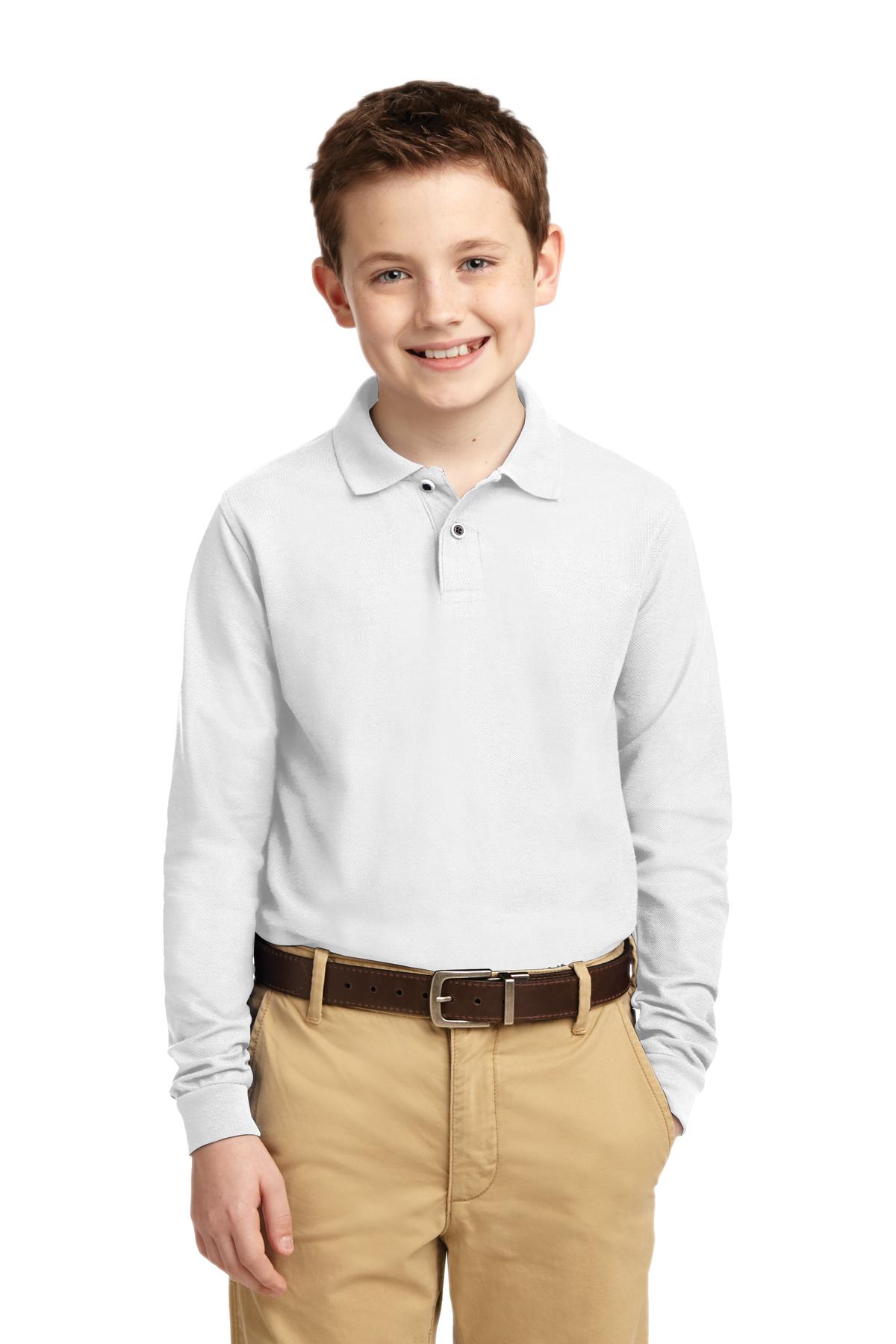 Port Authority Youth Long Sleeve Silk Touch Polo. Y500LS