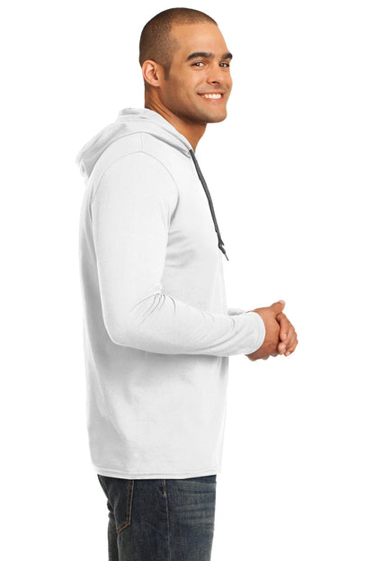 Gildan 100% Ring Spun Cotton Long Sleeve Hooded T-Shirt. 987