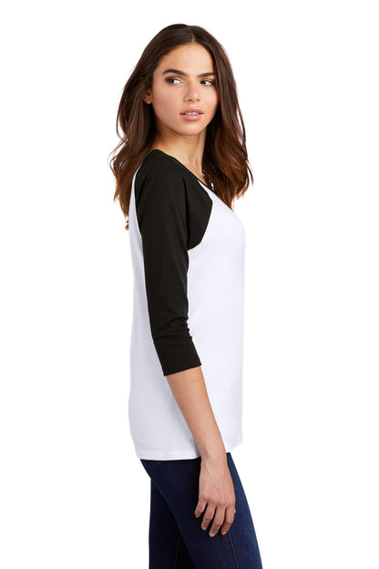 District Women's Perfect Tri 3/4-Sleeve Raglan. DM136L