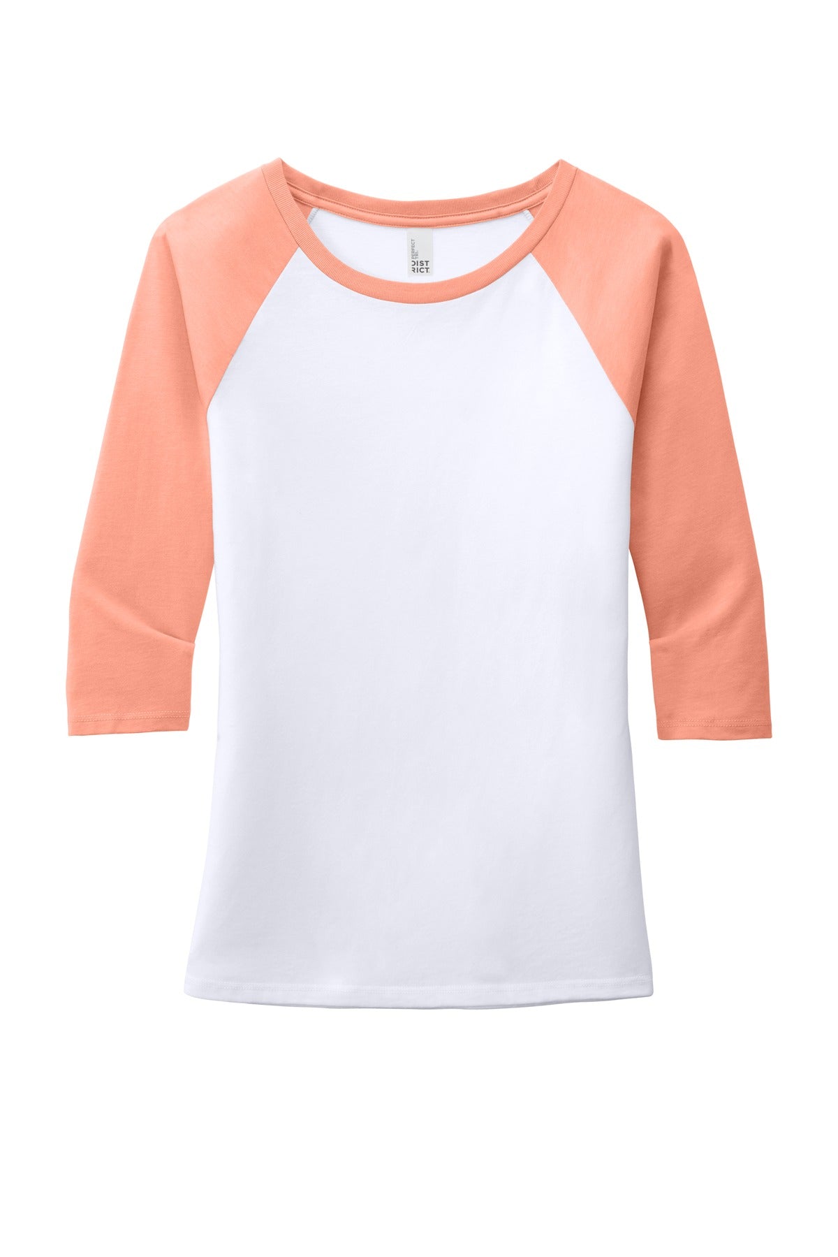 District Women's Perfect Tri 3/4-Sleeve Raglan. DM136L