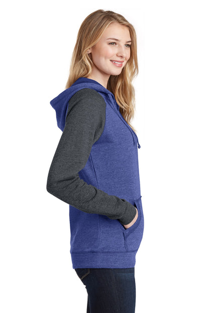 District Women's Lightweight Fleece Raglan Hoodie. DT296