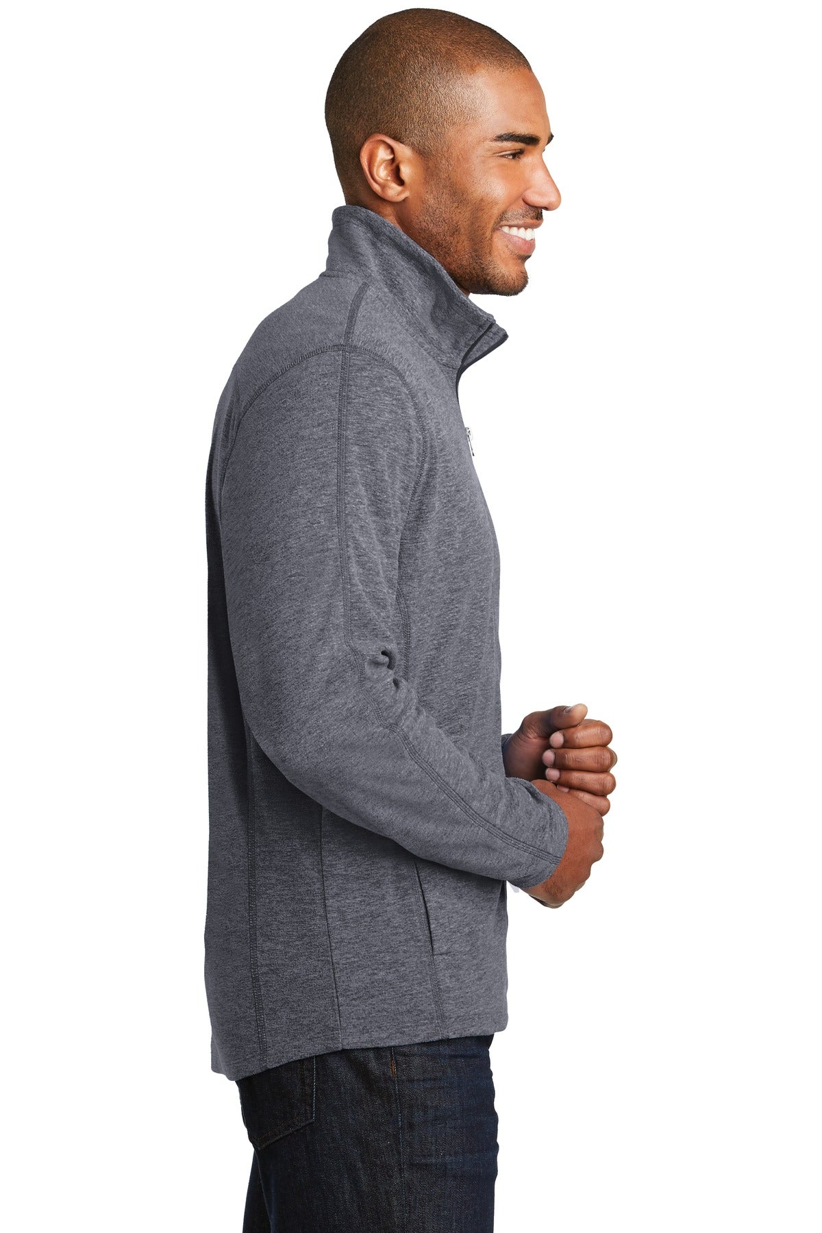 Port Authority Heather Microfleece Full-Zip Jacket. F235