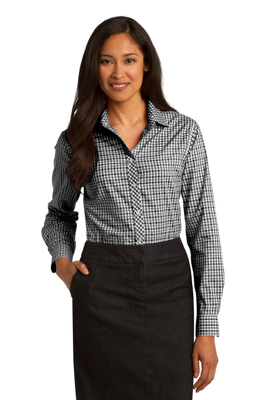 Port Authority Ladies Long Sleeve Gingham Easy Care Shirt. L654
