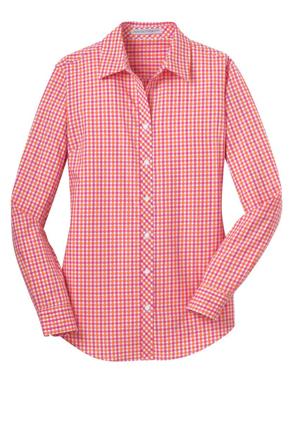 Port Authority Ladies Long Sleeve Gingham Easy Care Shirt. L654