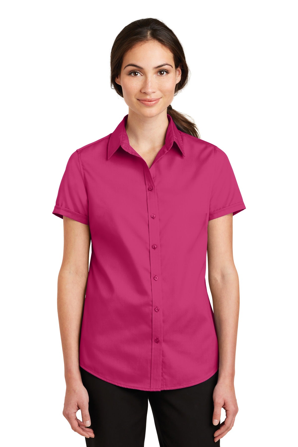 Port Authority Ladies Short Sleeve SuperPro Twill Shirt. L664