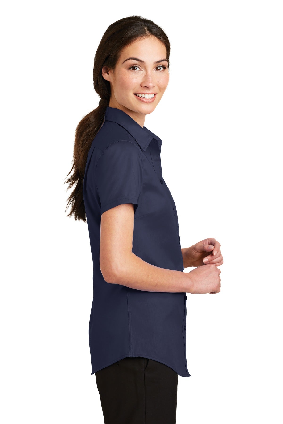 Port Authority Ladies Short Sleeve SuperPro Twill Shirt. L664