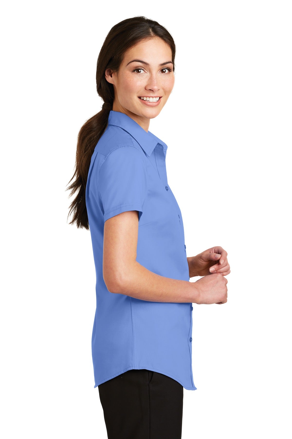 Port Authority Ladies Short Sleeve SuperPro Twill Shirt. L664