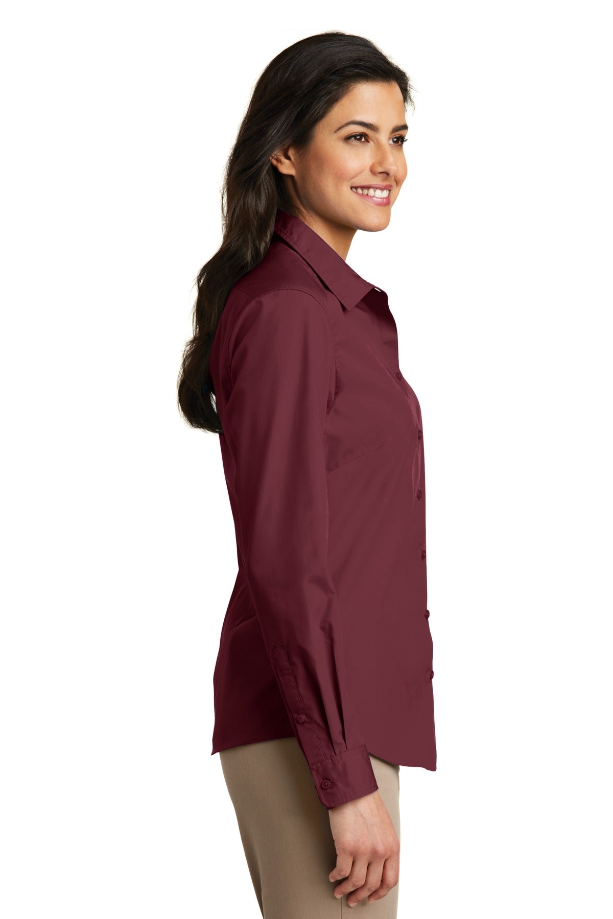 Port Authority Ladies Long Sleeve Carefree Poplin Shirt. LW100