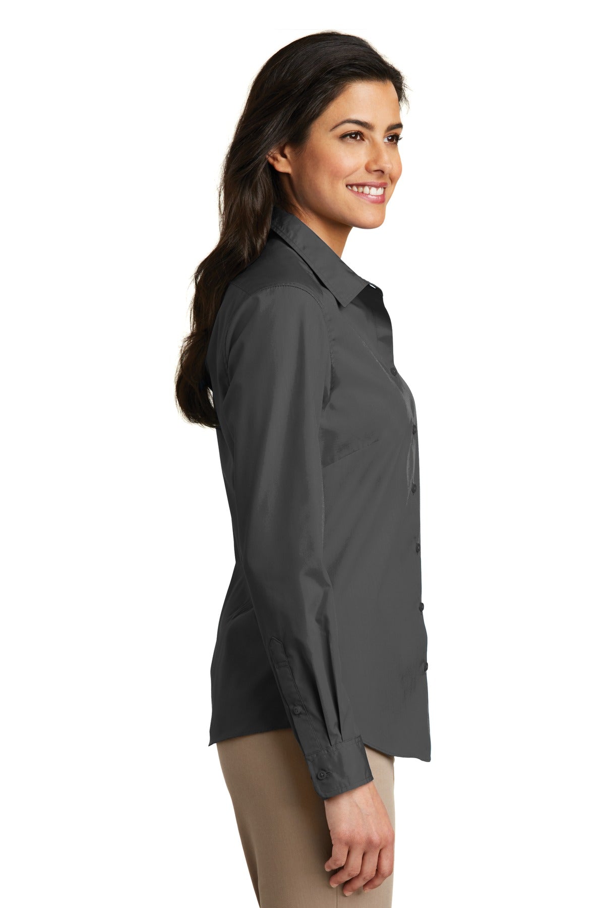 Port Authority Ladies Long Sleeve Carefree Poplin Shirt. LW100