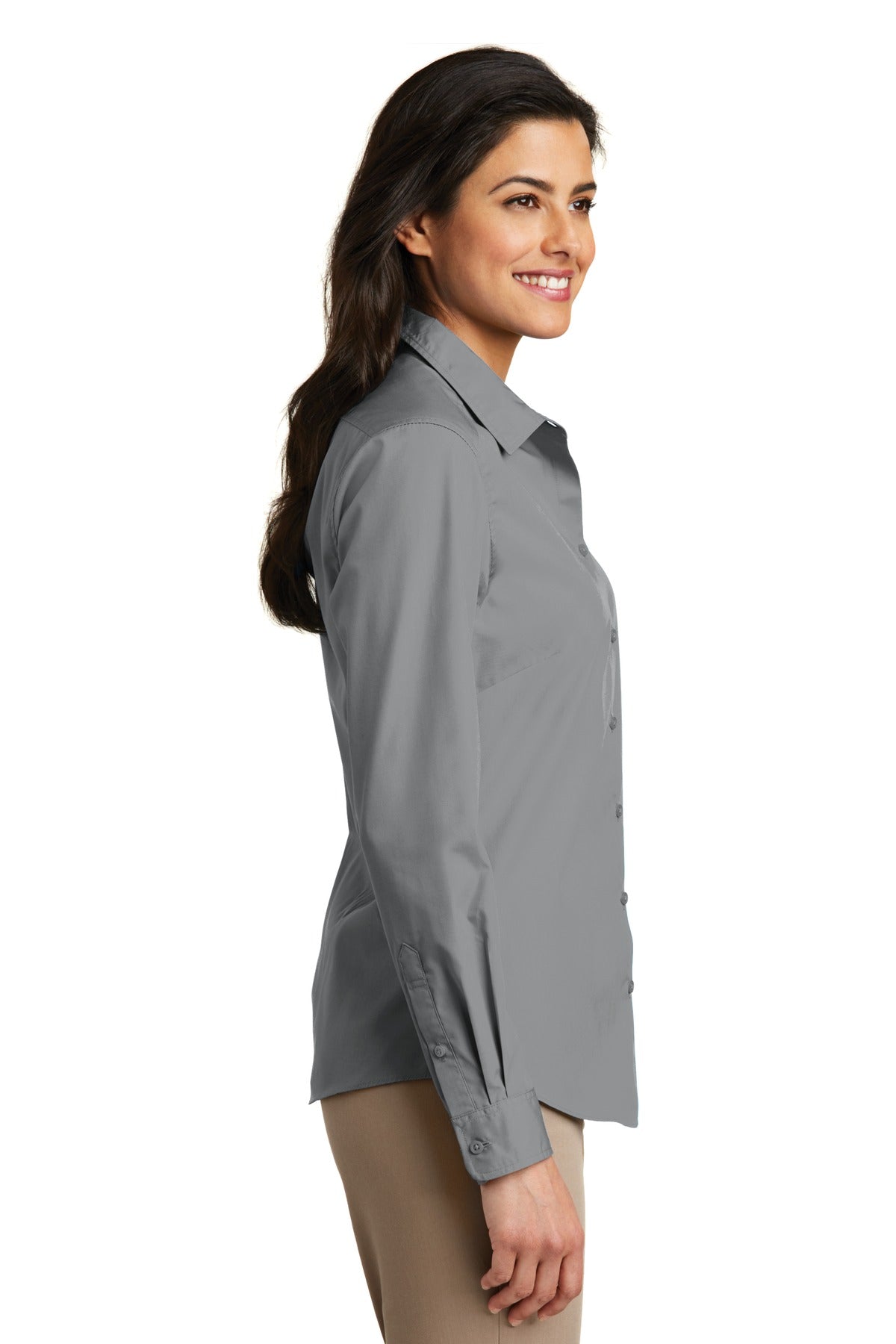 Port Authority Ladies Long Sleeve Carefree Poplin Shirt. LW100