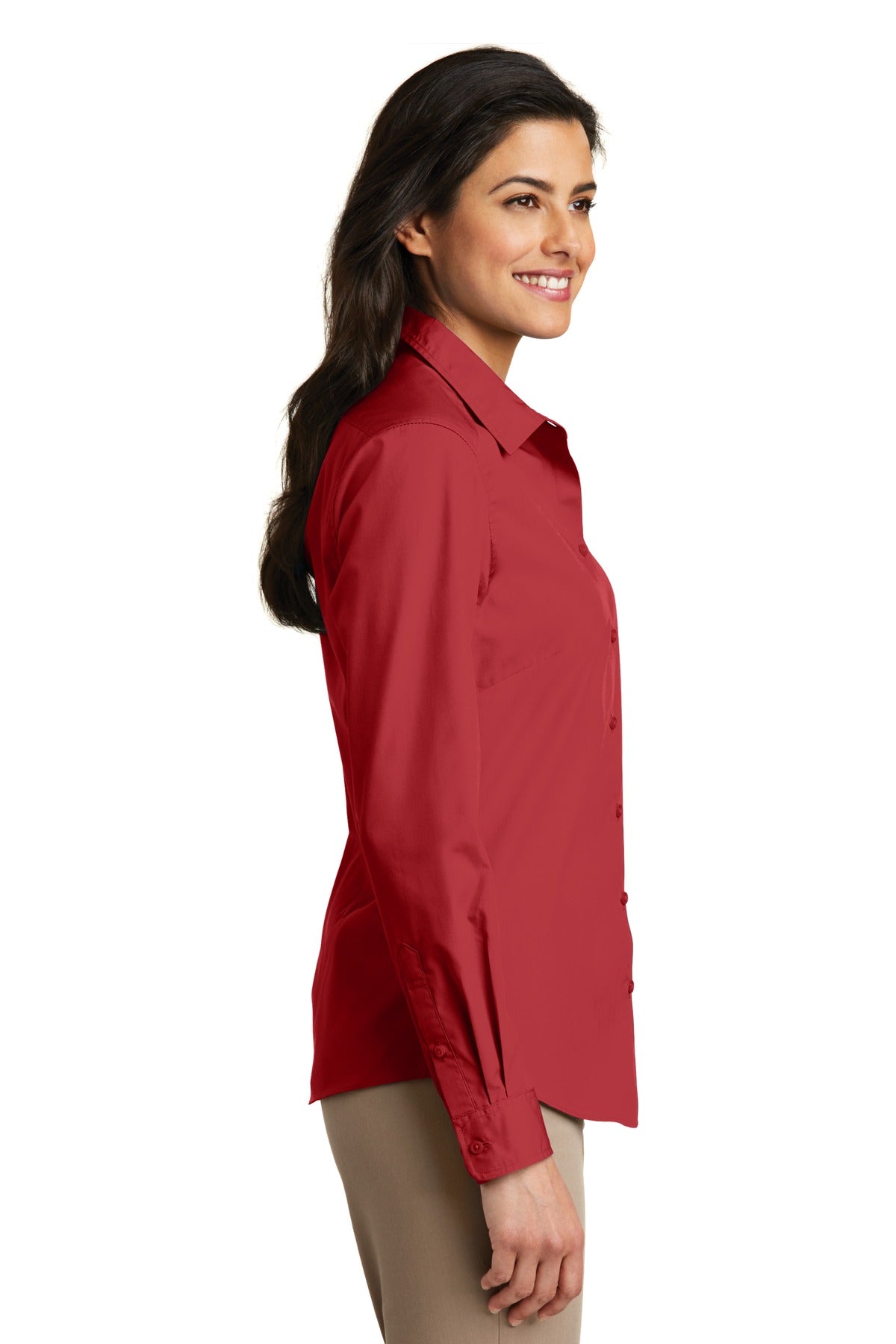 Port Authority Ladies Long Sleeve Carefree Poplin Shirt. LW100
