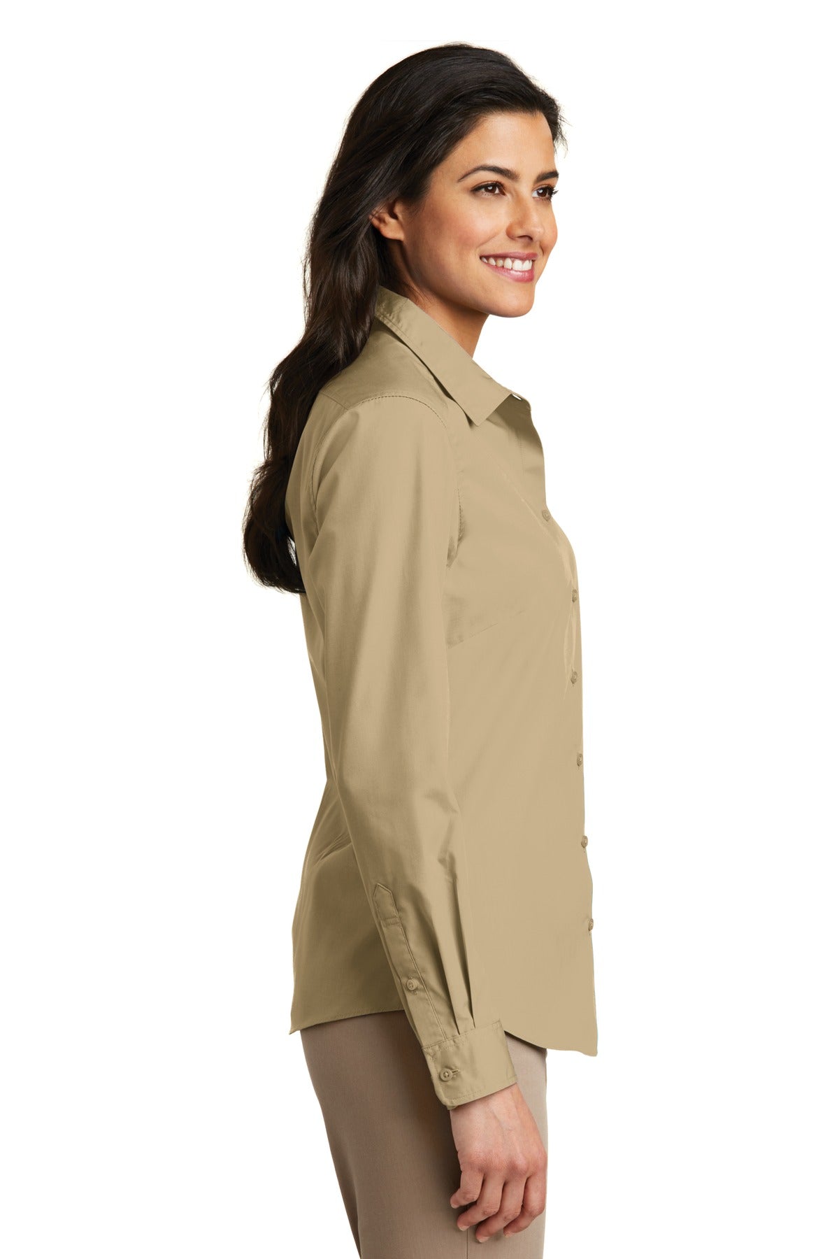 Port Authority Ladies Long Sleeve Carefree Poplin Shirt. LW100