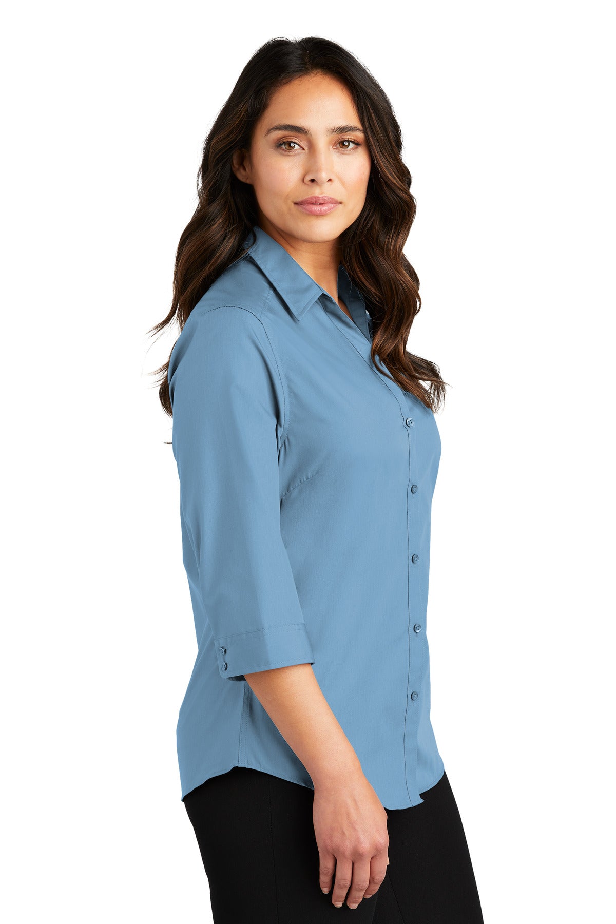 Port Authority Ladies 3/4-Sleeve Carefree Poplin Shirt. LW102