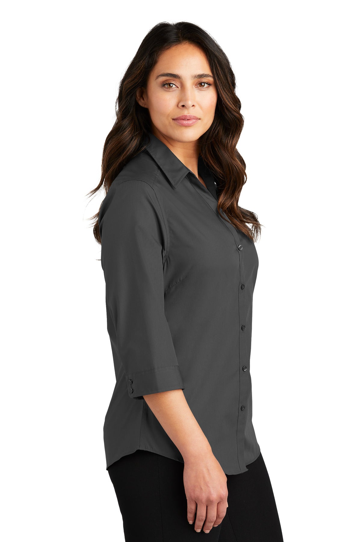 Port Authority Ladies 3/4-Sleeve Carefree Poplin Shirt. LW102