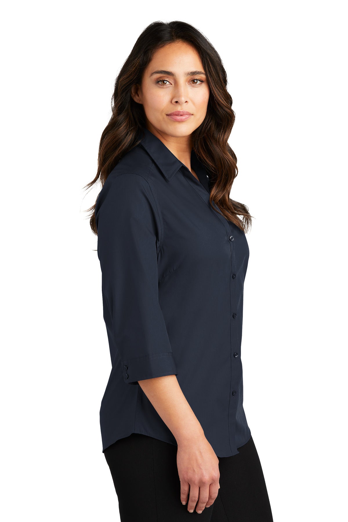 Port Authority Ladies 3/4-Sleeve Carefree Poplin Shirt. LW102