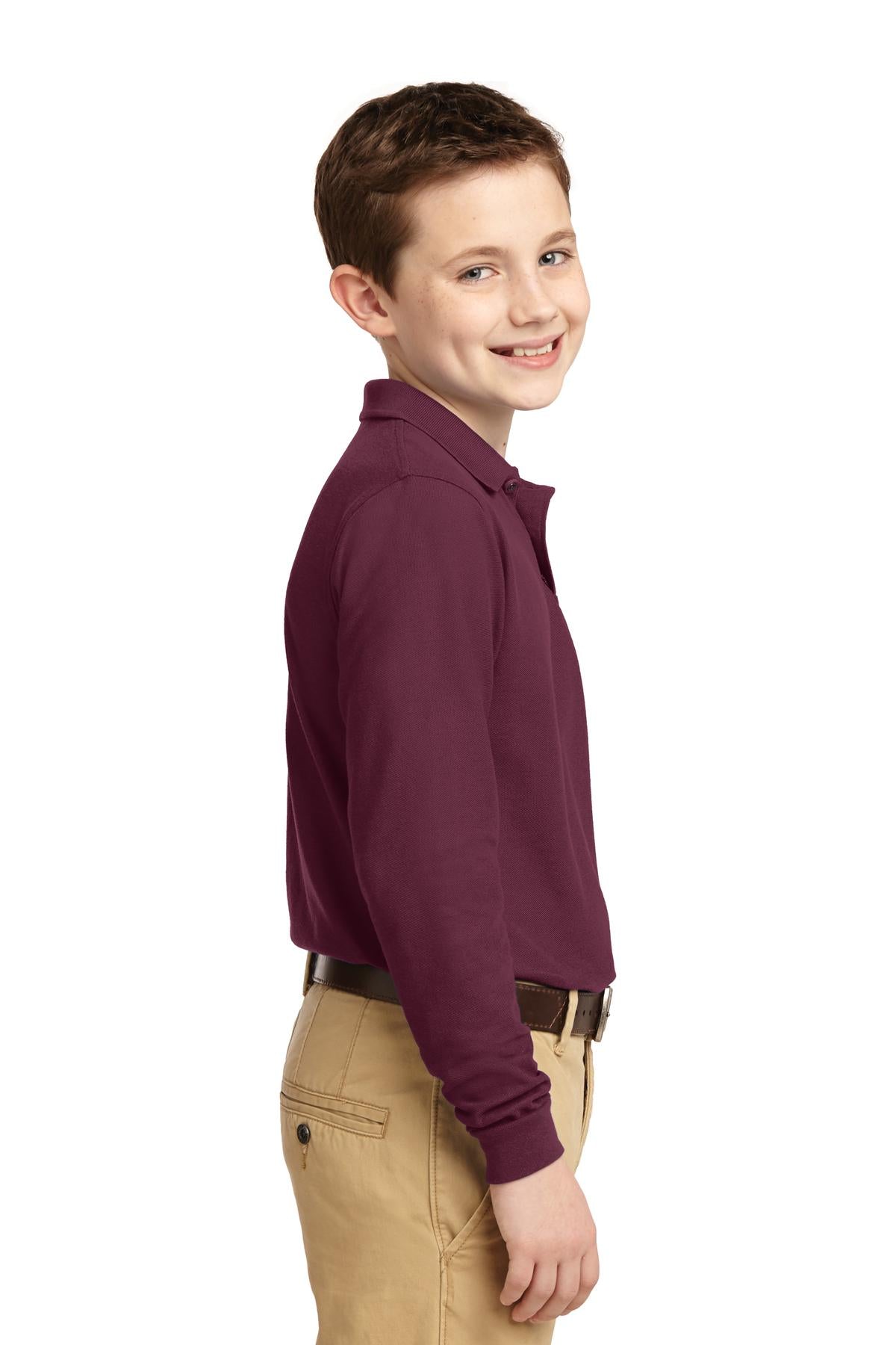 Port Authority Youth Long Sleeve Silk Touch Polo. Y500LS